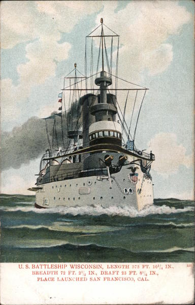 U. S. Battleship Wisconsin at Sea Battleships