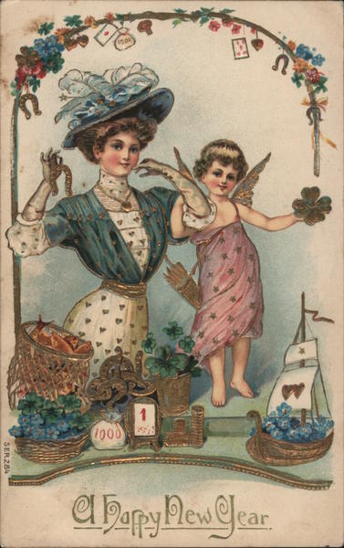A Happy New Year Woman with Fairy Women