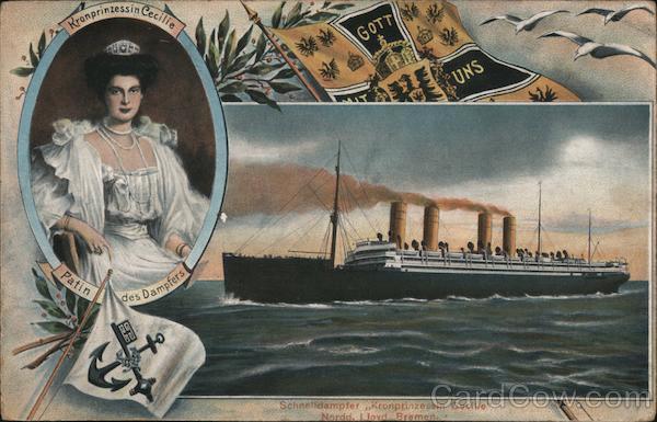 Woman in corner with ship on water at the bottom. Boats, Ships