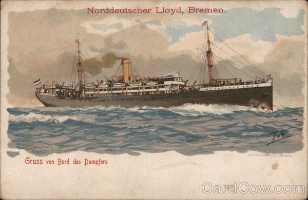 Norddeutscher Lloyd, Bremen - Ship on water Boats, Ships