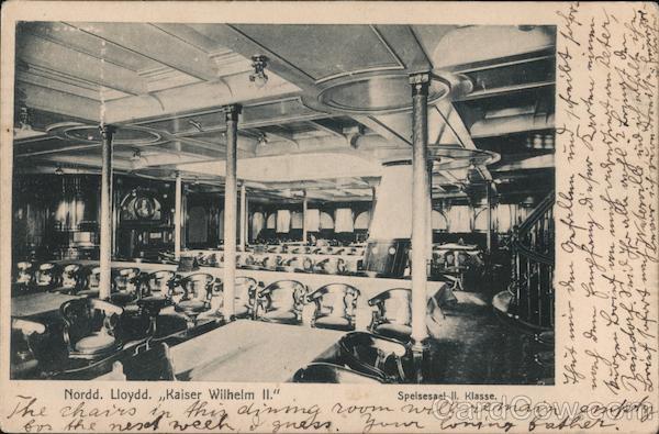 Dining Room on the Norddeutscher Lloyd Steamer Kaiser Wilhelm II