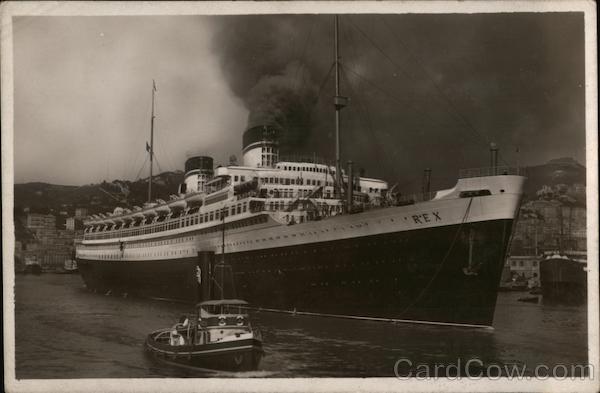 Large Steamship Rex in Port with Adjacent Tugboat Boats, Ships