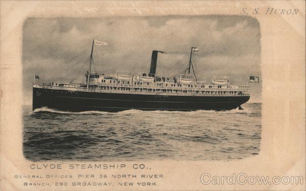 S. S. Huron, Clyde Steamship Co., At Sea Steamers