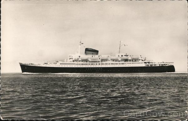 French Line Transatlantic Cruise Ship Flandre at Sea
