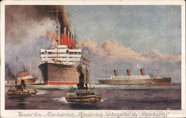 Cunard Line Mauretania, Aquitania, Berenpria fex Imperator