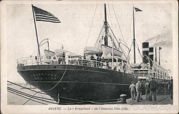 Anvers - Le Kroonland - de l'America Star Line Cruise Ships