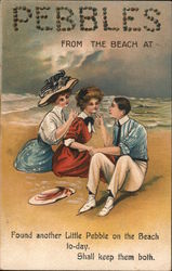 Pebbles From the Beach: Threesome on Beach Postcard