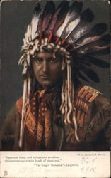 Native American "Wampum belts, and strings and pouches, Quivers wrought Postcard