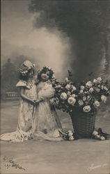 Girls with Flowers Postcard