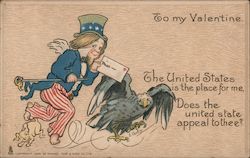 Cupid Patriotic Eagle To my Valentine. The United States is Postcard Postcard Postcard