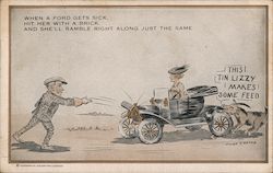 Woman in Ford Auto Postcard