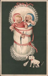 Two Babies Crying Over Stolen Milk Postcard