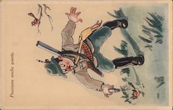 Cartoon Police Officer Salting Bird Postcard