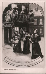 A Merry Xmas - women in fine dresses, singing for neighbors Postcard