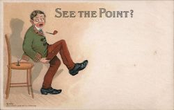 Man Sits on Tack on Chair: See the Point? Postcard