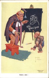 "Gran' Pop" Series. Monkey teacher in clothes teaching young monkey Postcard