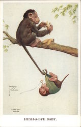 A Monkey Peeling a Banana Monkeys Lawson Wood Postcard Postcard Postcard