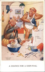 Monkeys Doing Dishes Postcard