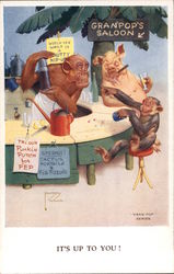 Animals at Gran'pop's Saloon, "It's Up to You!" Postcard