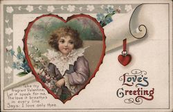 Boy With Flowers: Love's Greetings Postcard