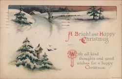 A Bright and Happy Christmas - snowy outdoor scene Postcard