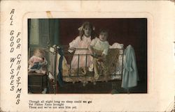 All Good Wishes for Christmas: Children in Bed Postcard