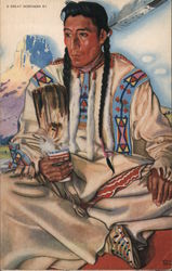 Middle Rider - Blackfeet Indian Brave Native Americana Postcard Postcard Postcard