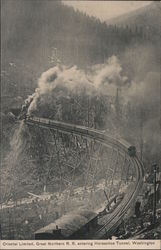 Oriental Limited, Great Northern Railroad Entering Horseshoe Tunnel, Washington Postcard