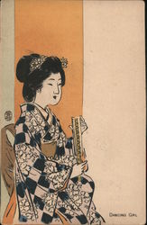 "Dancing Girl" Geisha Japan Postcard Postcard Postcard