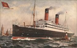 Cunard Line - S.S. Carmania, Turbine - enormous ship is pictured Boats, Ships Postcard Postcard Postcard