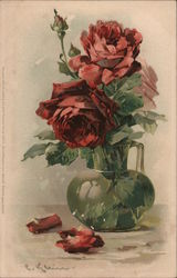 Roses in Vase, Catherine Klein C. Klein Postcard Postcard Postcard