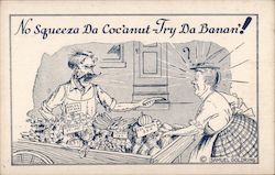 Grocer Arguing With Customer Postcard