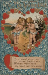 To My Valentine - 2 Cupids deep in conversation Postcard