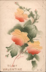 To my valentine peach and pink flowers Postcard