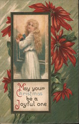 Angel Surrounded by Flowers, May Your Christmas be a Joyful One Postcard
