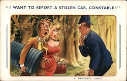 "I want to report a stolen car, constable!" A Bamforth Comic Cartoons Postcard Postcard Postcard