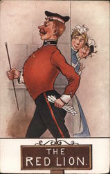The Red Lion: Man in Red Uniform Postcard