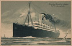 Swedish-American Lines S.S. Drottningholm at Sea Postcard