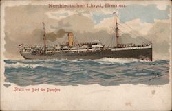 Norddeutscher Lloyd, Bremen - Ship on water Postcard