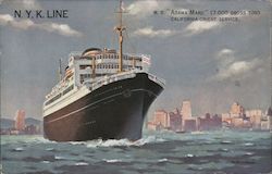 N.Y.K. Line - M.S. "Asama Maru" Boats, Ships Postcard Postcard Postcard