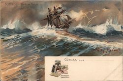Sudsee, Bork im Toifun, Gruss aus, Houswaldt's Specialitaten, Ship on Rough Sea Postcard