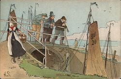 Three Men on a Bridge Postcard