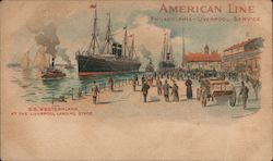 American Line: SS Westerland at the Liverpool Landing Stage Steamers Postcard Postcard Postcard