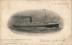SS Arapahoe, The Clyde Steamship Co., General Offices 19 State Street, New York Postcard