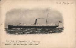 Clyde Steamship Co.'s S. S. Iroquois at Sea Postcard