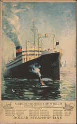 Dollar Steamship Line Orient-Round the World Sunshine Belt via Honolulu Postcard