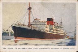The "Oregon" of the French Line's Pacific Coast to France Passenger and Freight Service Postcard