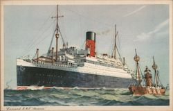Cunard Line's RMS Ascania at Sea Postcard