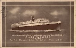 Clyde-Mallory Lines Sister Ships Algonquin, Cherokee, Mohawk and Seminole, Ship at Sea Postcard