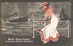 Red Star Line: Antwerp - Dover - New York E-2 Postcard